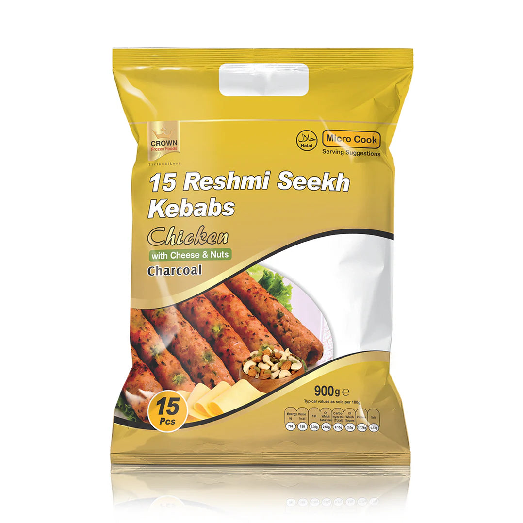Crown Frozen Chicken Reshmi Seekh Kebab (15pcs) 900gm