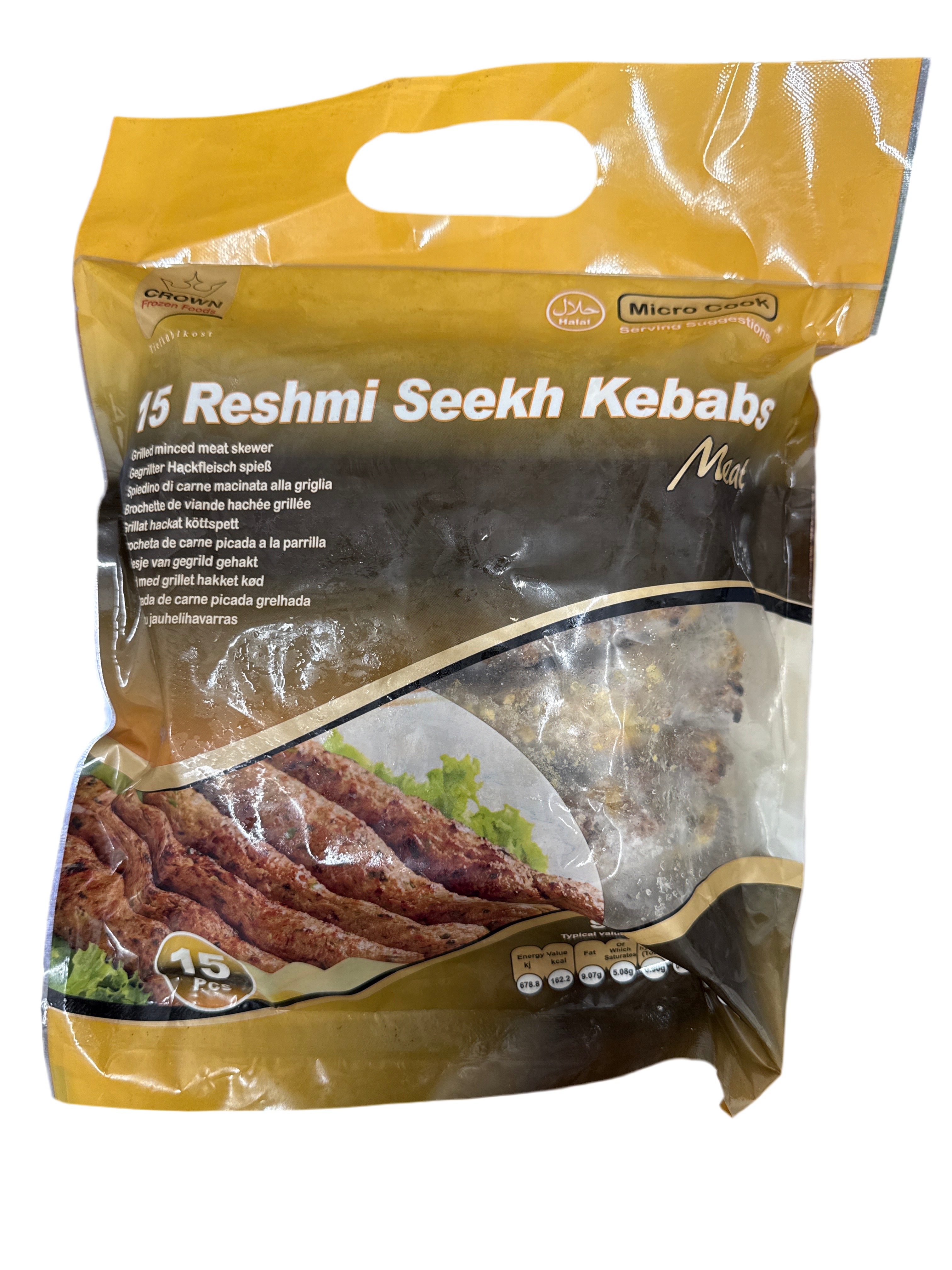 Crown Frozen Meat Reshmi Seekh Kebab - 15 Pcs