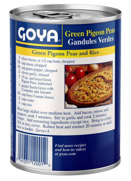 Goya Green Pigeon Peas Can