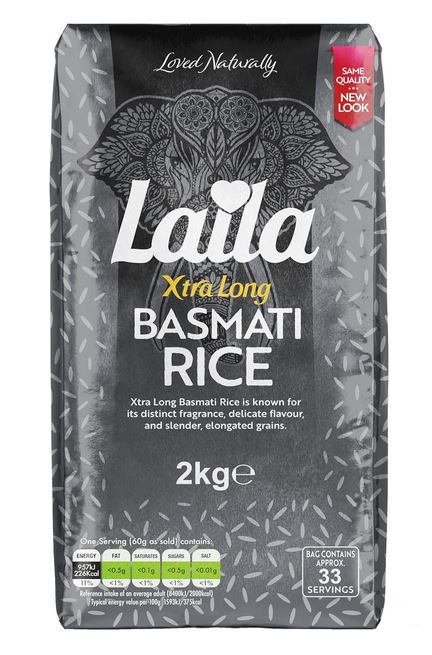Laila Xtra Long Basmati Rice, 2kg