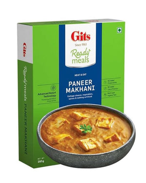 RTE Gits Ready to Eat Paneer Makhani, Pure Veg, Heat and Eat Spicy Curry, Microwaveable, 285g