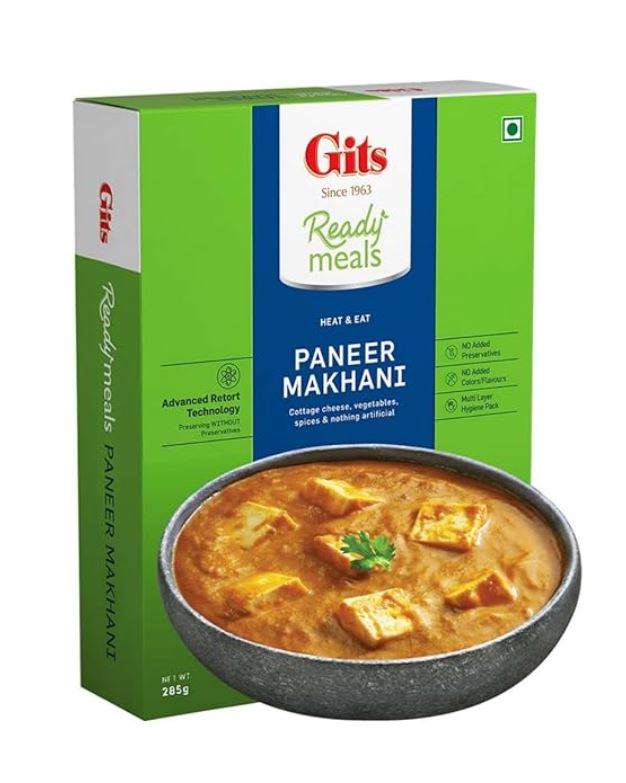 RTE Gits Ready to Eat Paneer Makhani, Pure Veg, Heat and Eat Spicy Curry, Microwaveable, 285g