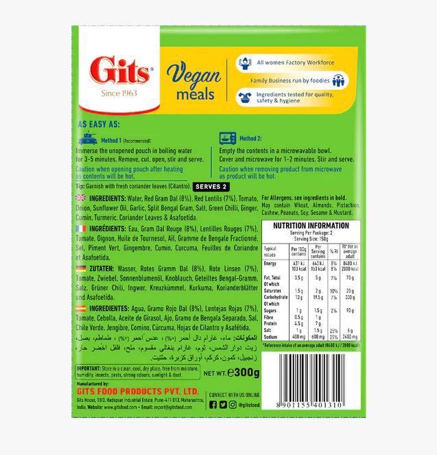 RTE Gits Dal Tadka 300g