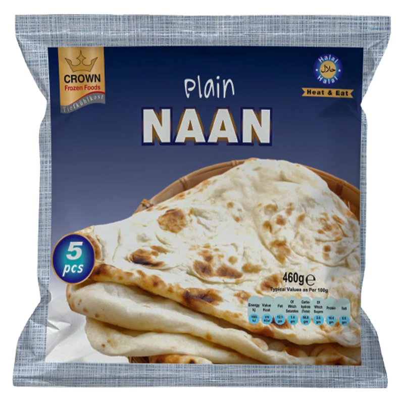 Frozen Crown Tandoori Plain Naan (5pcs) 460gm